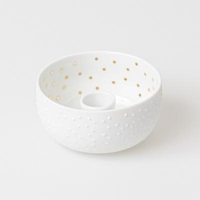 Räder kaarsenstander bowl Dots wit-goud