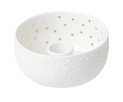 Räder kaarsenstander bowl Dots wit-goud